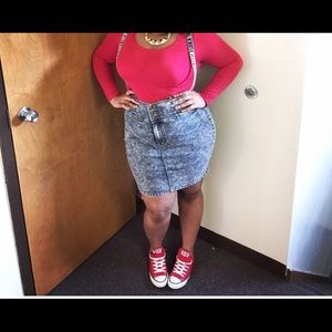 Plus size mineral wash overall skirt